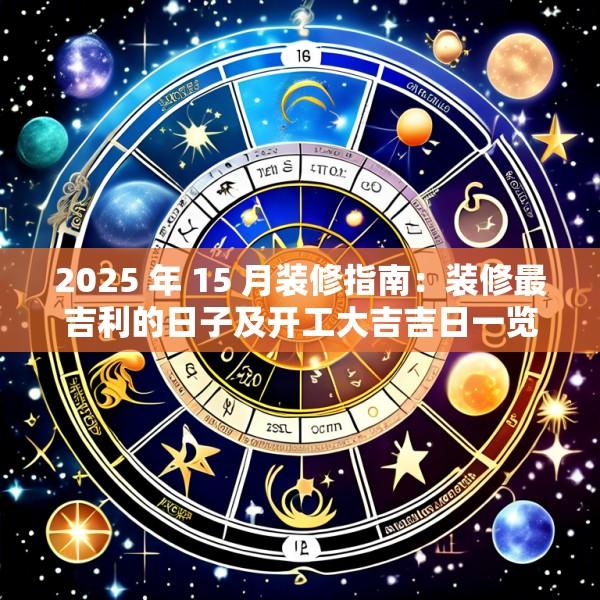 2025 年 15 月装修指南：装修最吉利的日子及开工大吉吉日一览表