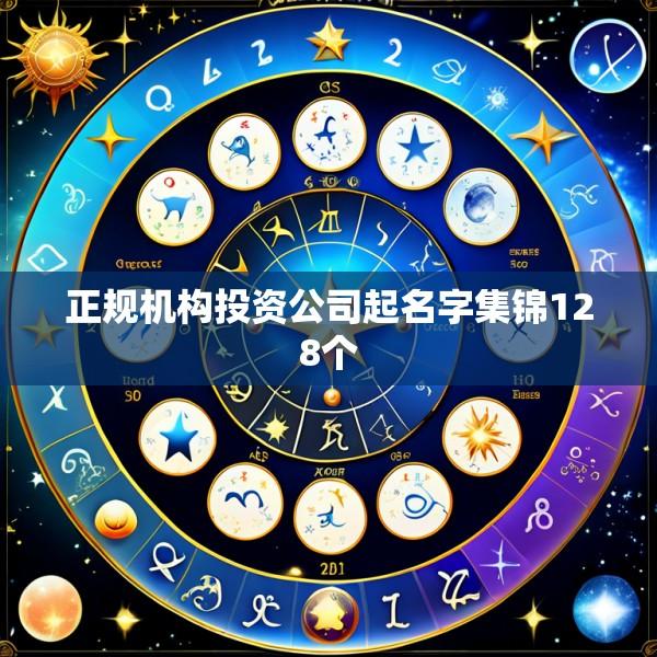 正规机构投资公司起名字集锦128个