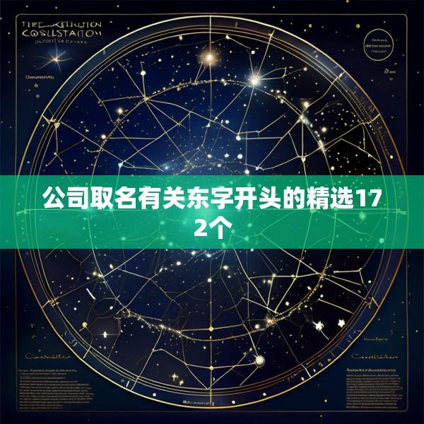 公司取名有关东字开头的精选172个