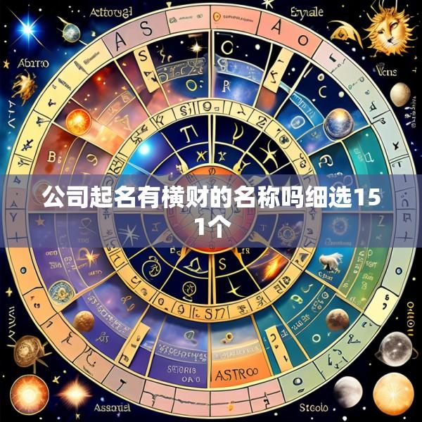 公司起名有横财的名称吗细选151个