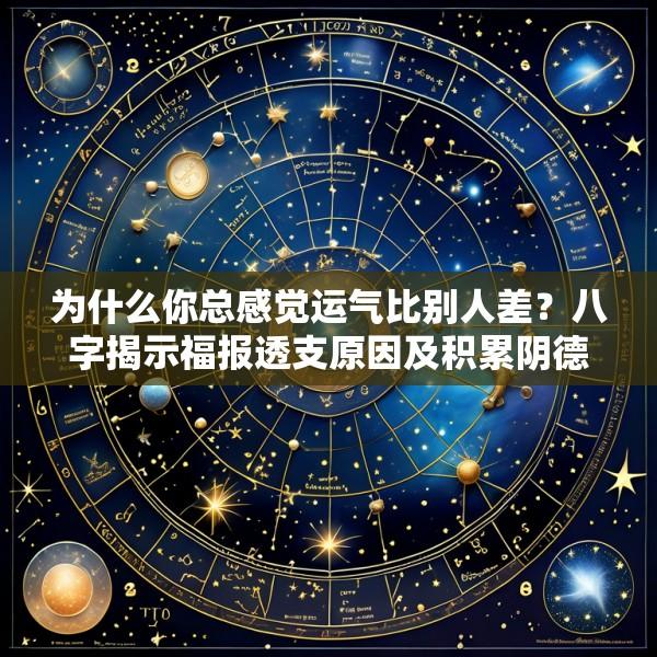 为什么你总感觉运气比别人差？八字揭示福报透支原因及积累阴德改善运势的途径