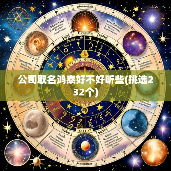 公司取名鸿泰好不好听些(挑选232个)