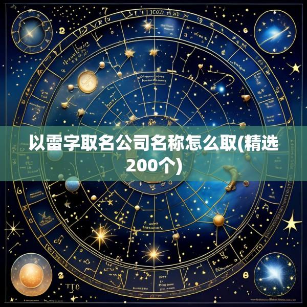 以雷字取名公司名称怎么取(精选200个)