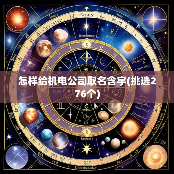 怎样给机电公司取名含宇(挑选276个)