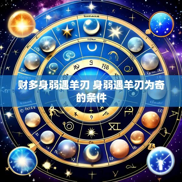 财多身弱遇羊刃 身弱遇羊刃为奇的条件