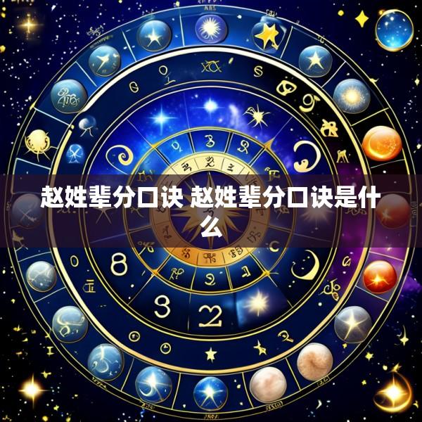 赵姓辈分口诀 赵姓辈分口诀是什么