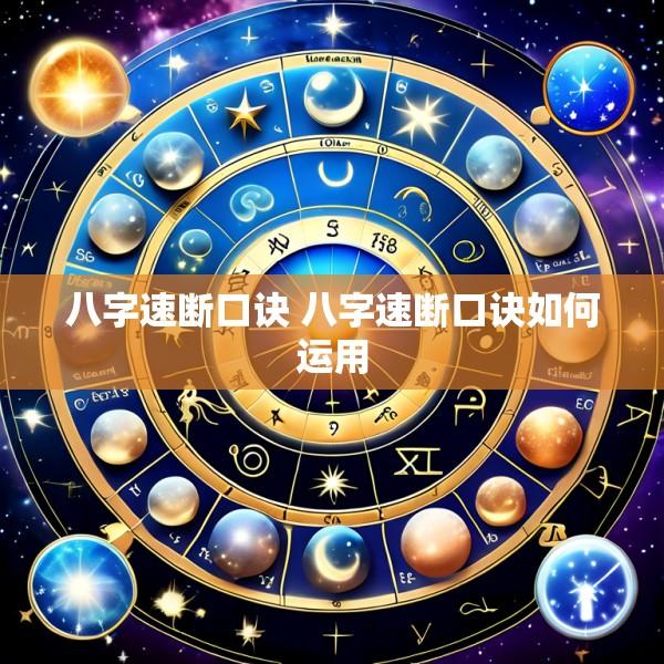 八字速断口诀 八字速断口诀如何运用