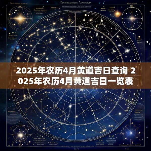 2025年农历4月黄道吉日查询 2025年农历4月黄道吉日一览表