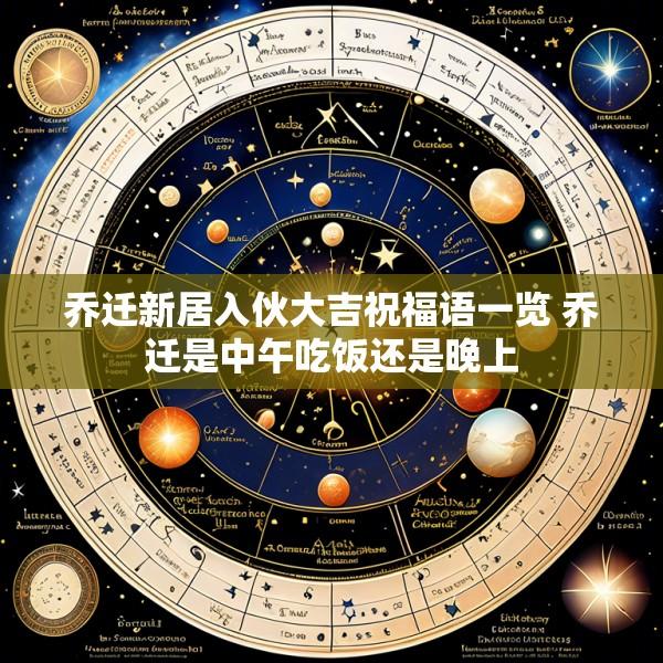 乔迁新居入伙大吉祝福语一览 乔迁是中午吃饭还是晚上