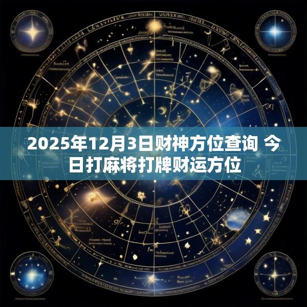 2025年12月3日财神方位查询 今日打麻将打牌财运方位