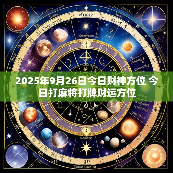 2025年9月26日今日财神方位 今日打麻将打牌财运方位