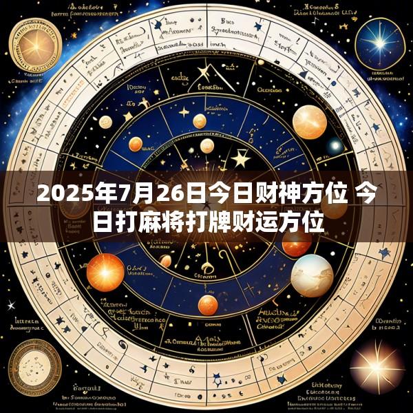 2025年7月26日今日财神方位 今日打麻将打牌财运方位