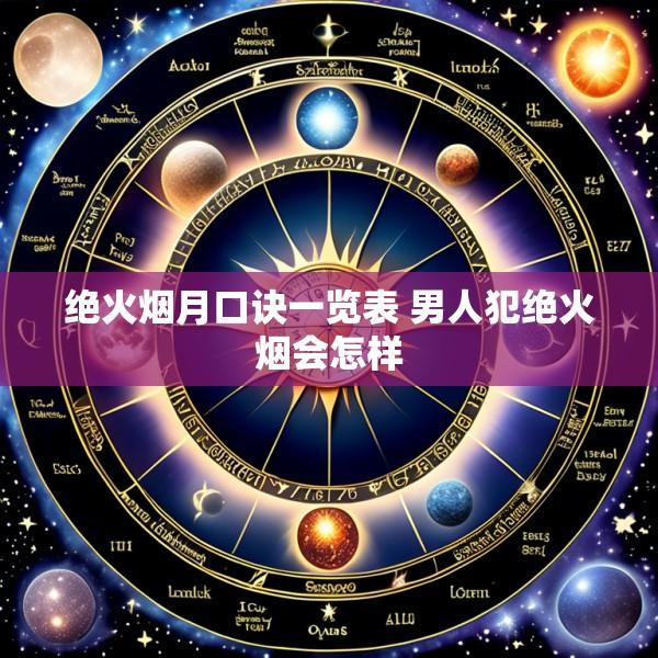 绝火烟月口诀一览表 男人犯绝火烟会怎样