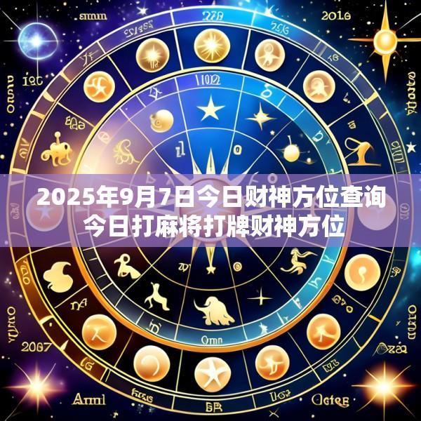 2025年9月7日今日财神方位查询 今日打麻将打牌财神方位