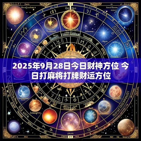 2025年9月28日今日财神方位 今日打麻将打牌财运方位