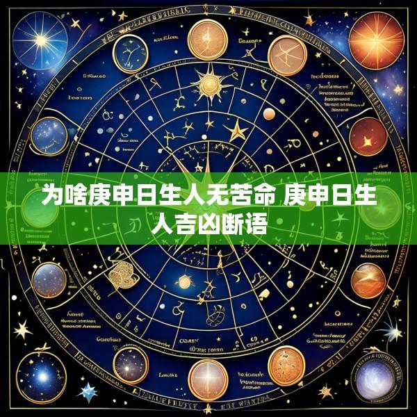 为啥庚申日生人无苦命 庚申日生人吉凶断语