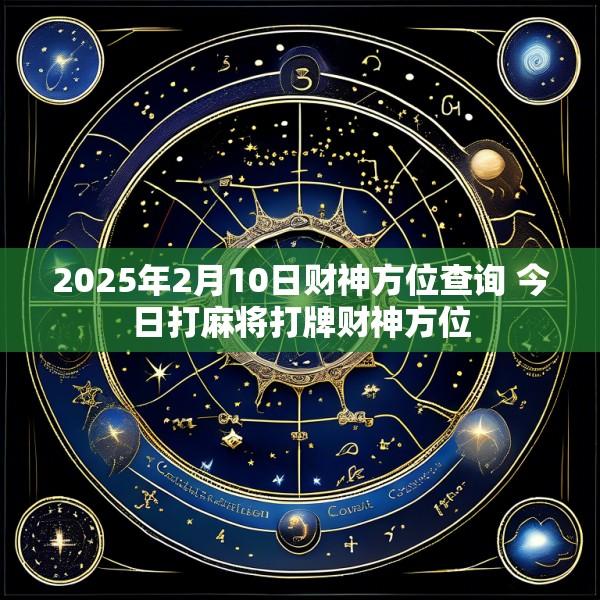 2025年2月10日财神方位查询 今日打麻将打牌财神方位