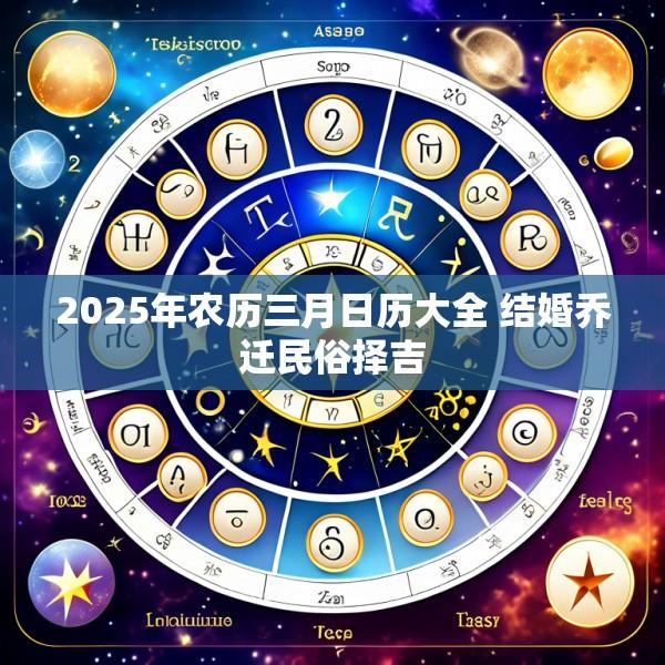 2025年农历三月日历大全 结婚乔迁民俗择吉