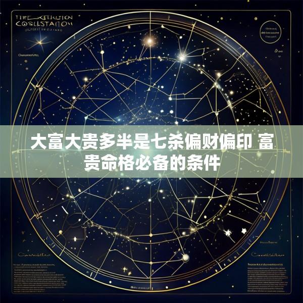 大富大贵多半是七杀偏财偏印 富贵命格必备的条件
