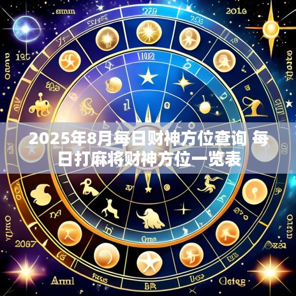2025年8月每日财神方位查询 每日打麻将财神方位一览表