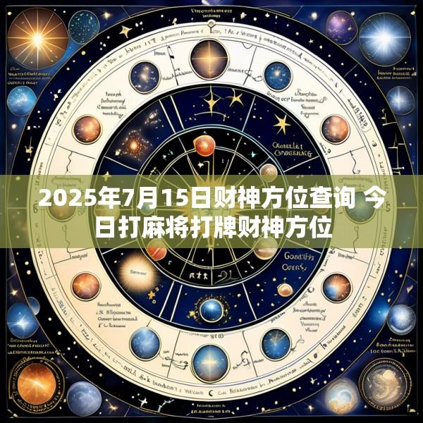 2025年7月15日财神方位查询 今日打麻将打牌财神方位