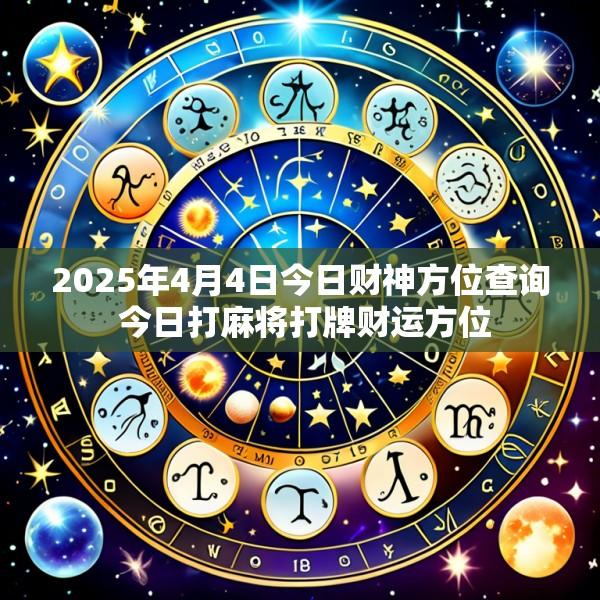 2025年4月4日今日财神方位查询 今日打麻将打牌财运方位