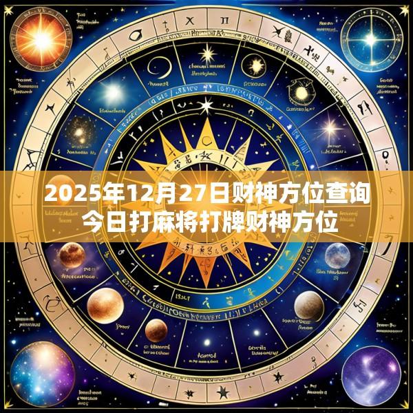 2025年12月27日财神方位查询 今日打麻将打牌财神方位