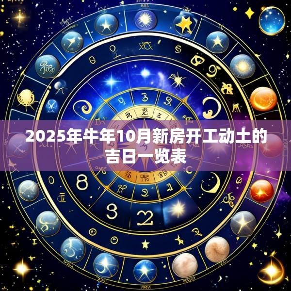 2025年牛年10月新房开工动土的吉日一览表