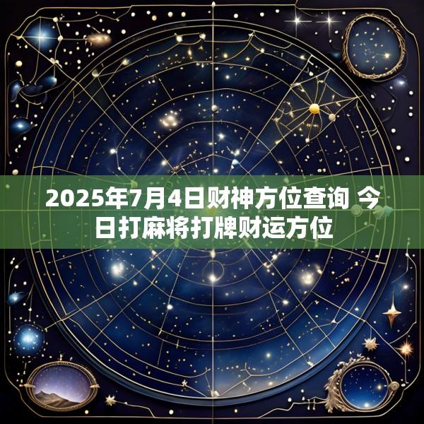 2025年7月4日财神方位查询 今日打麻将打牌财运方位