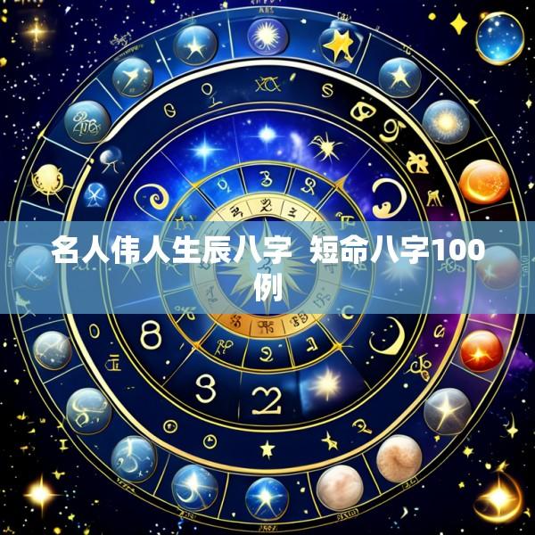名人伟人生辰八字  短命八字100例