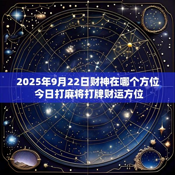 2025年9月22日财神在哪个方位 今日打麻将打牌财运方位