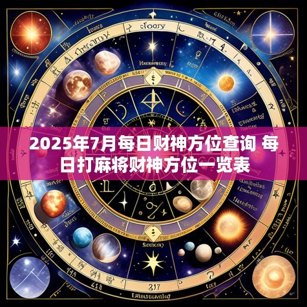 2025年7月每日财神方位查询 每日打麻将财神方位一览表