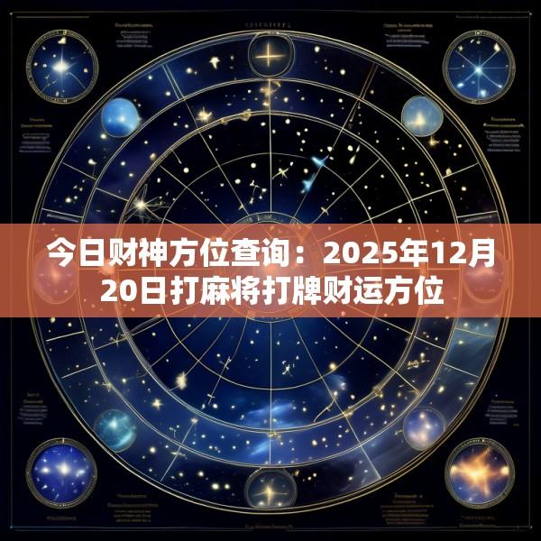 今日财神方位查询：2025年12月20日打麻将打牌财运方位