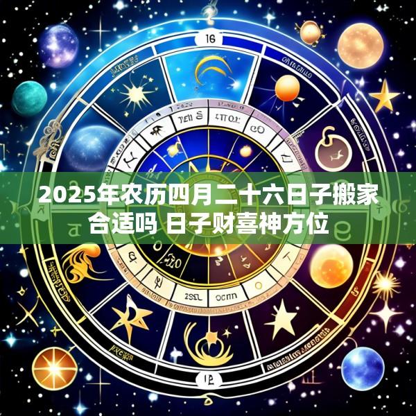 2025年农历四月二十六日子搬家合适吗 日子财喜神方位