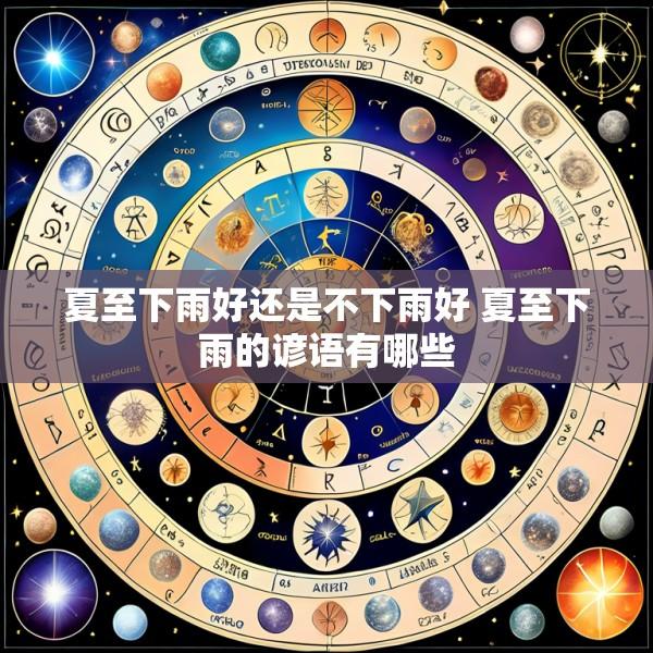 夏至下雨好还是不下雨好 夏至下雨的谚语有哪些