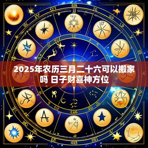 2025年农历三月二十六可以搬家吗 日子财喜神方位