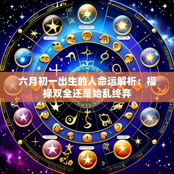 六月初一出生的人命运解析：福禄双全还是始乱终弃