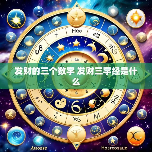 发财的三个数字 发财三字经是什么