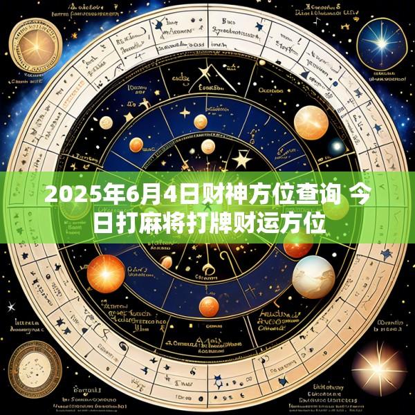 2025年6月4日财神方位查询 今日打麻将打牌财运方位