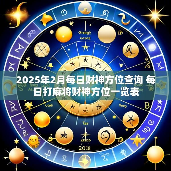 2025年2月每日财神方位查询 每日打麻将财神方位一览表