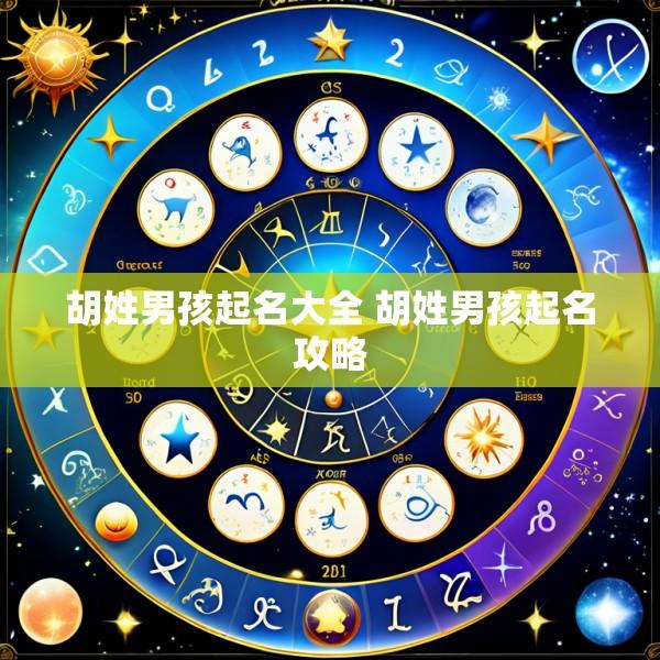 胡姓男孩起名大全 胡姓男孩起名攻略