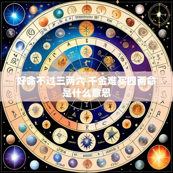 好命不过三两六 千金难买四两命是什么意思