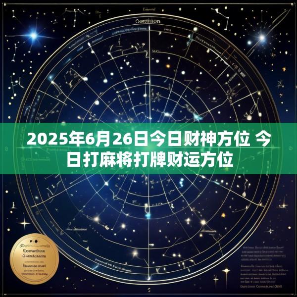 2025年6月26日今日财神方位 今日打麻将打牌财运方位
