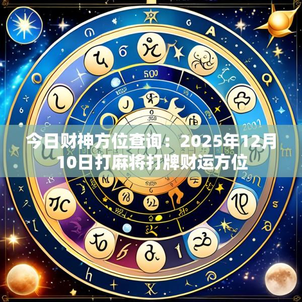 今日财神方位查询：2025年12月10日打麻将打牌财运方位