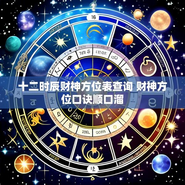 十二时辰财神方位表查询 财神方位口诀顺口溜