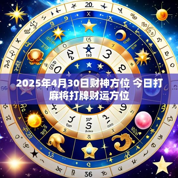 2025年4月30日财神方位 今日打麻将打牌财运方位