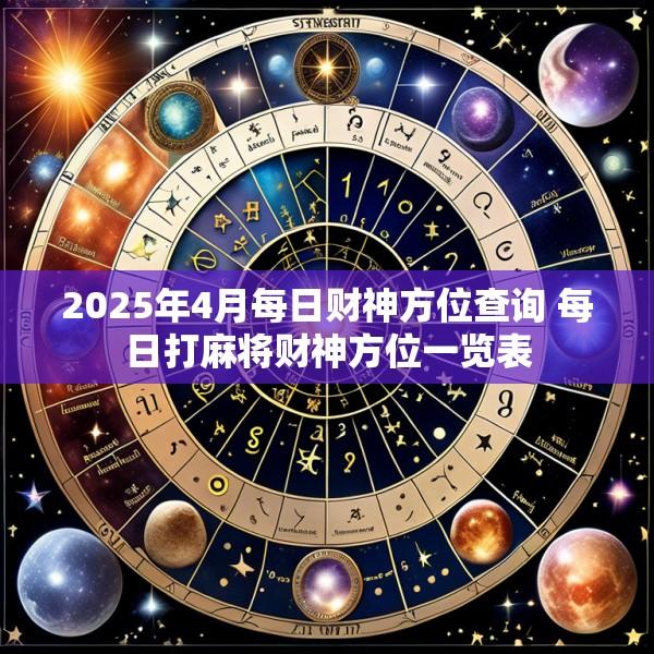 2025年4月每日财神方位查询 每日打麻将财神方位一览表