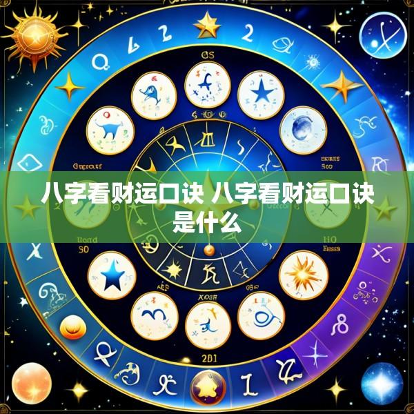 八字看财运口诀 八字看财运口诀是什么