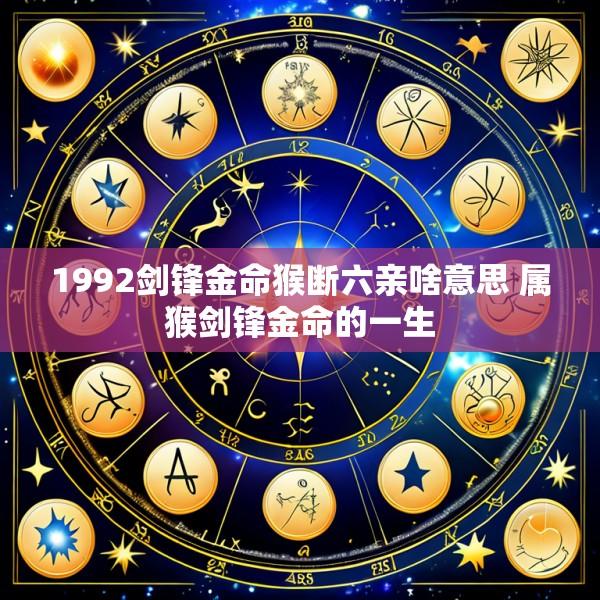 1992剑锋金命猴断六亲啥意思 属猴剑锋金命的一生