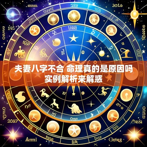 夫妻八字不合 命理真的是原因吗实例解析来解惑